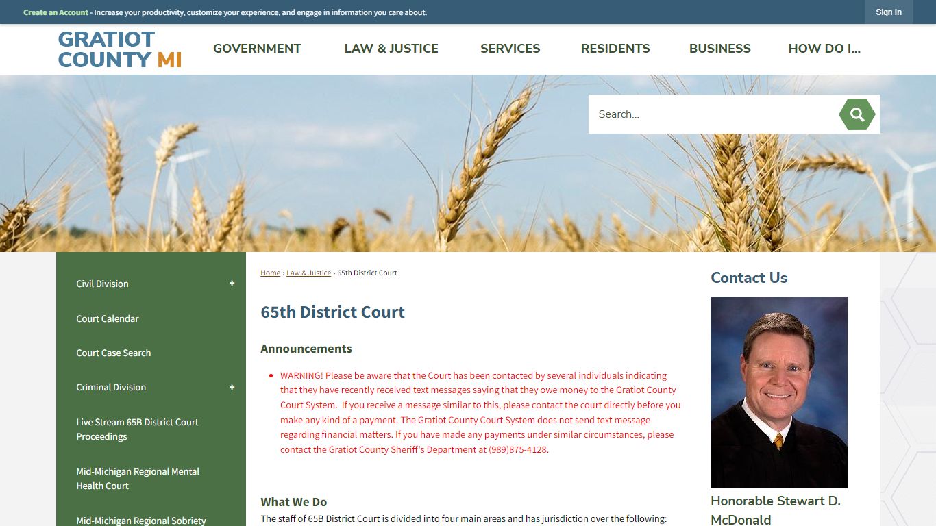 65th District Court | Gratiot County, MI
