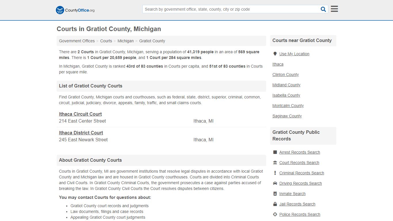 Courts - Gratiot County, MI (Court Records & Calendars)