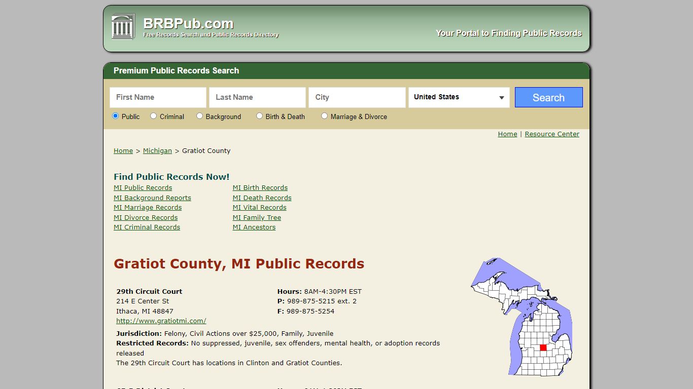 Gratiot County Public Records | Search Michigan Government ...